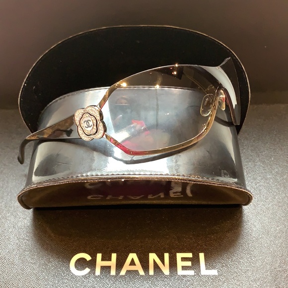 Chanel black wrap rimless sunglasses - Picture 4 of 10